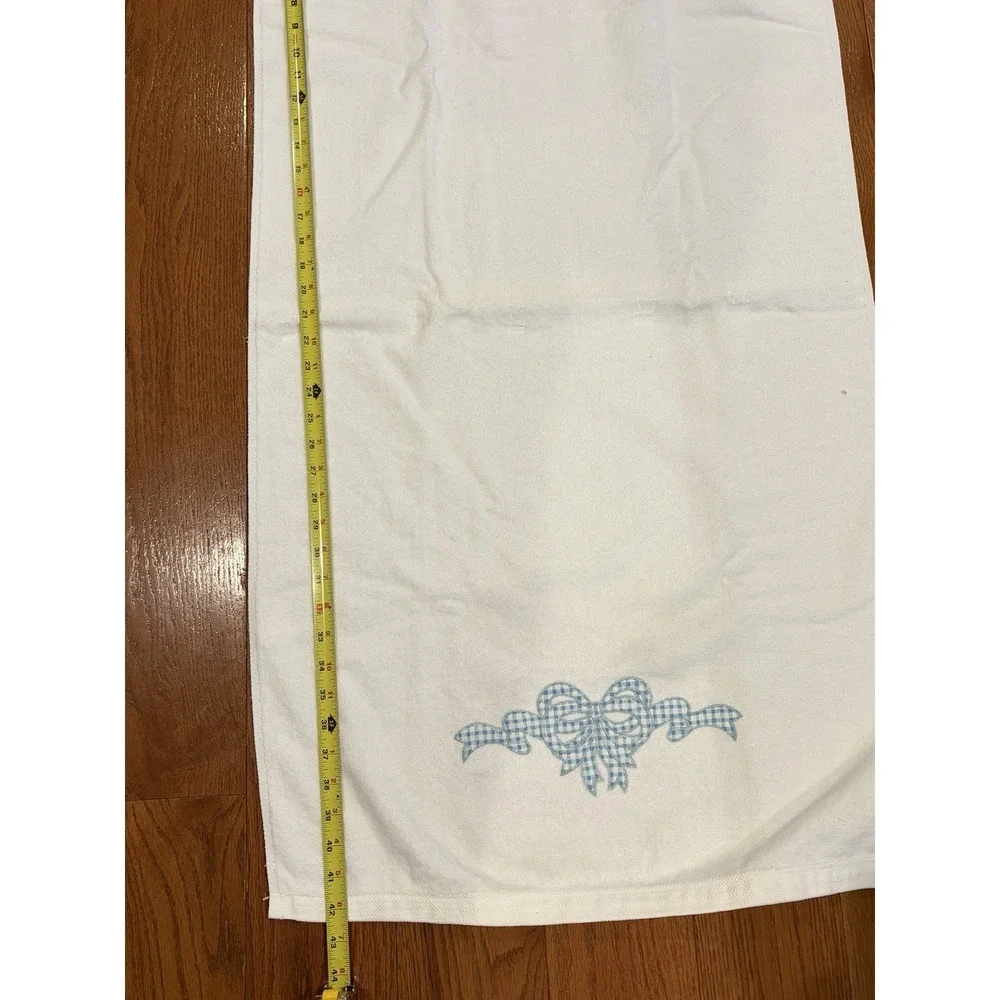 Vintage Grand Prix by Avanti Blue Gingham Bow Bath Towels Set of‎ 2 USA